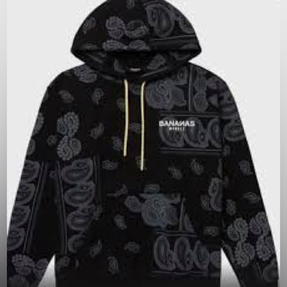 Bananas Monkey Black Paisley Hoodie/Sweatshirt | Mens Size Small | NEW/NWT!!🐵🍌 - Picture 1 of 9